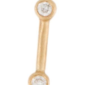 14 K YELLOW GOLD DIAMOND SINGLE BAR STUD EARRING
